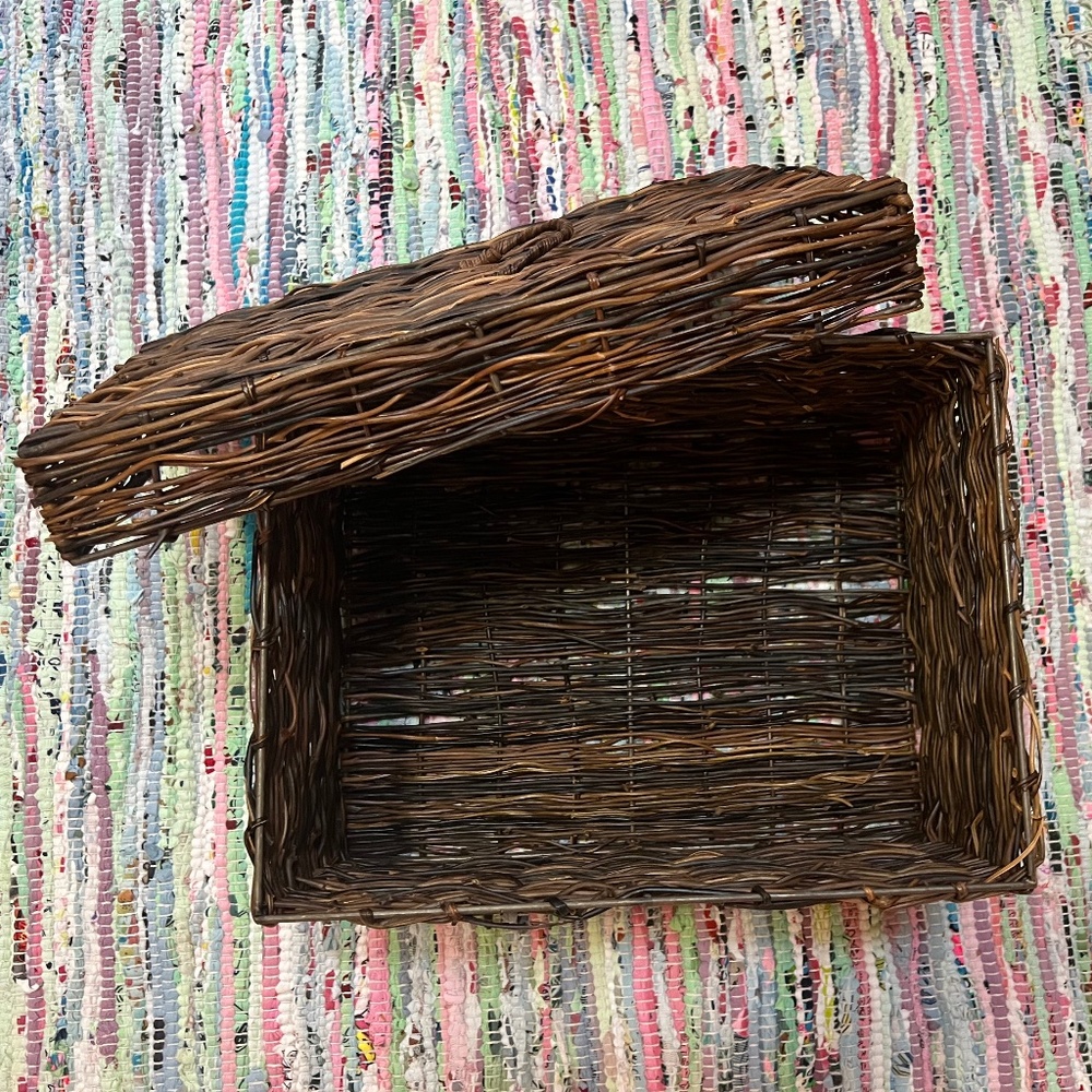 Woven Wicker Covered Storage Container